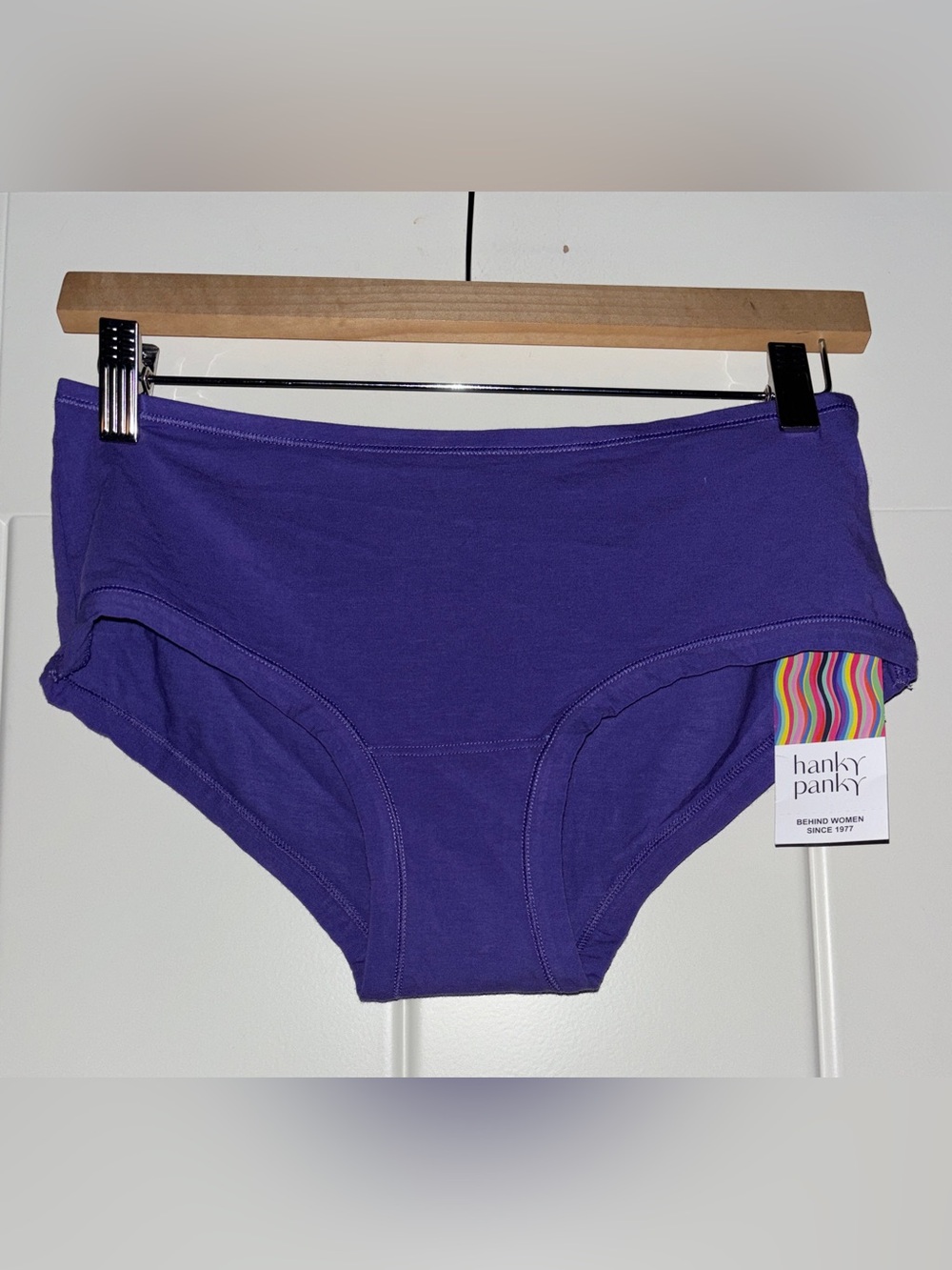 Hanky Panky Play stretch Mid-Rise Cheeky  Coverage Purple Boyshort Women M/L NEW